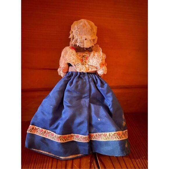 Christian Cross Gypsy Dress Lace Nouveau Victorian Woman Doll VTG 50s - Picture 2 of 3